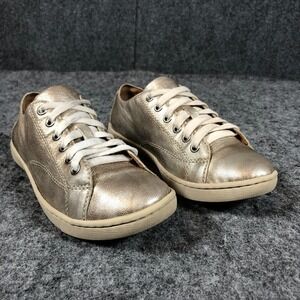 Born Women's 6.5 Gold Silver Metallic Leather‎ Lace-Up Casual Sneakers W02211